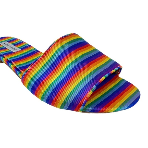 NWOT Tabitha Simmons Sprinkles Rainbow Stripe Slides Size 38 - Picture 6 of 11